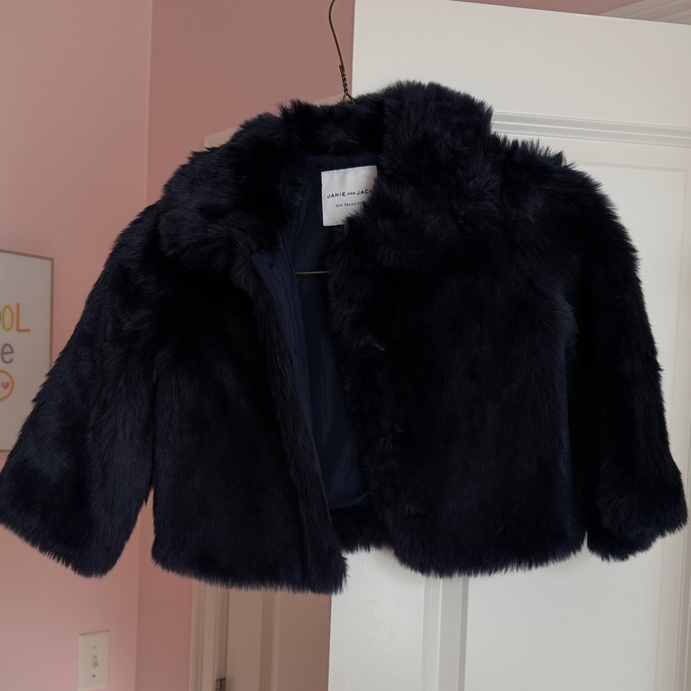 Janie and Jack Navy Faux Fur Jacket